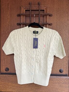 Ralph Lauren light green Cable-Knit Short-Sleeve Cardigan Size  M, L